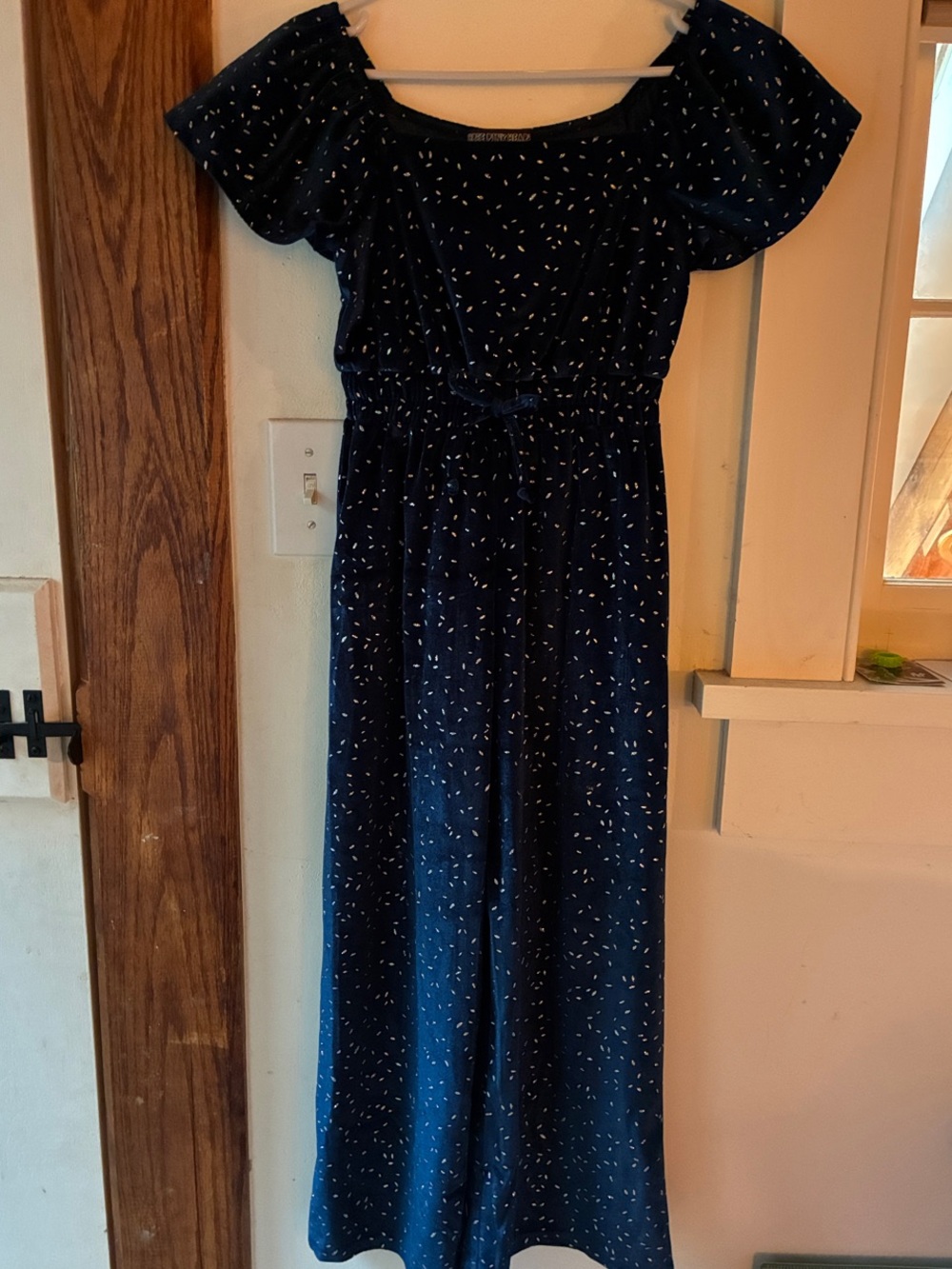 Three Hearts Navy Blue Printed Girls One-Piece Jumpsuit